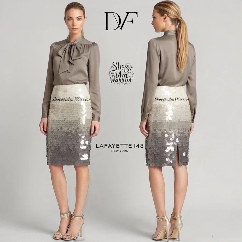 Lafayette 148 NWT shale ombre Paillette sequin silk pencil skirt shop@iamwarrior